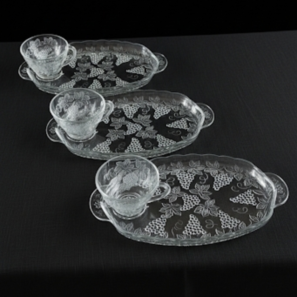 Vintage Indiana Glass Harvest Grape Snack Set - Clear (Set of 3)